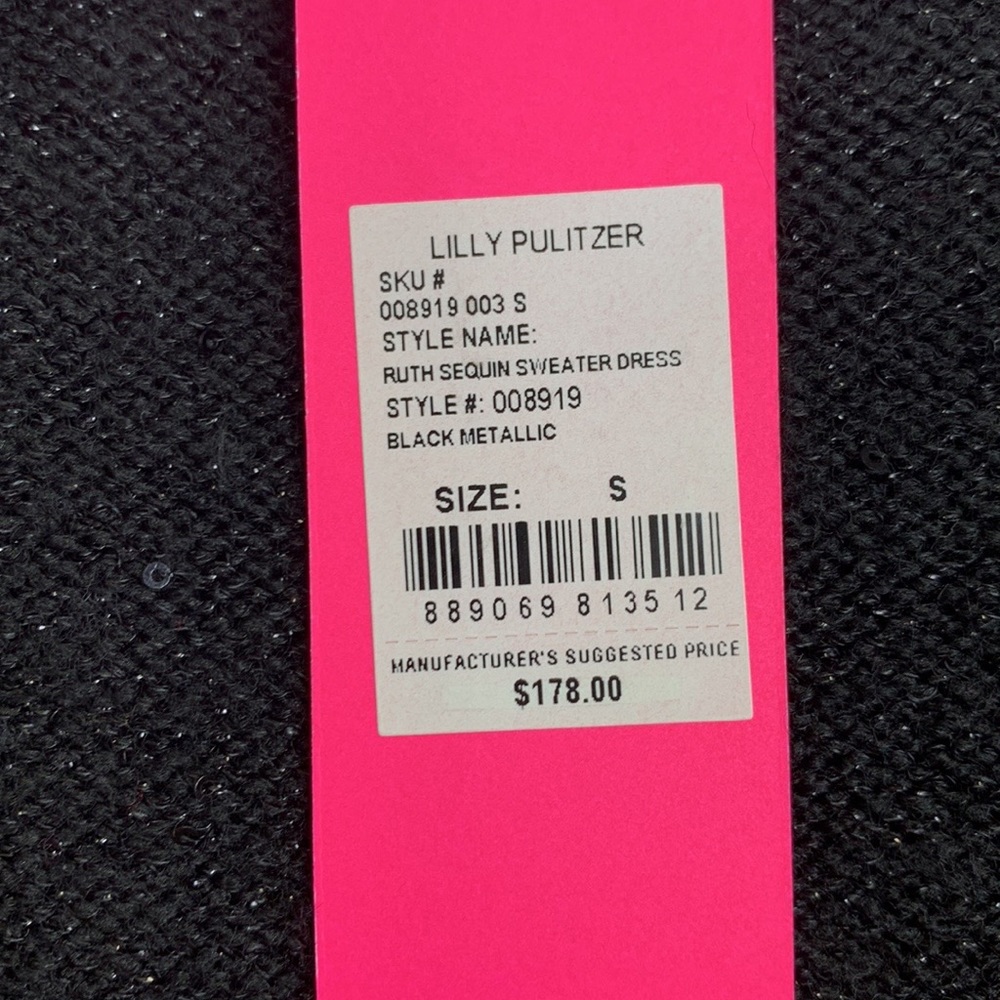 NWT Lilly Pulitzer Ruth black sequin sweater dress sz sm - Picture 8 of 11